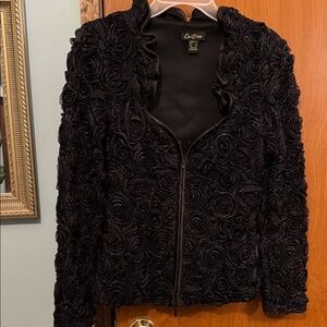 Cartise Black Textured Women's Jacket